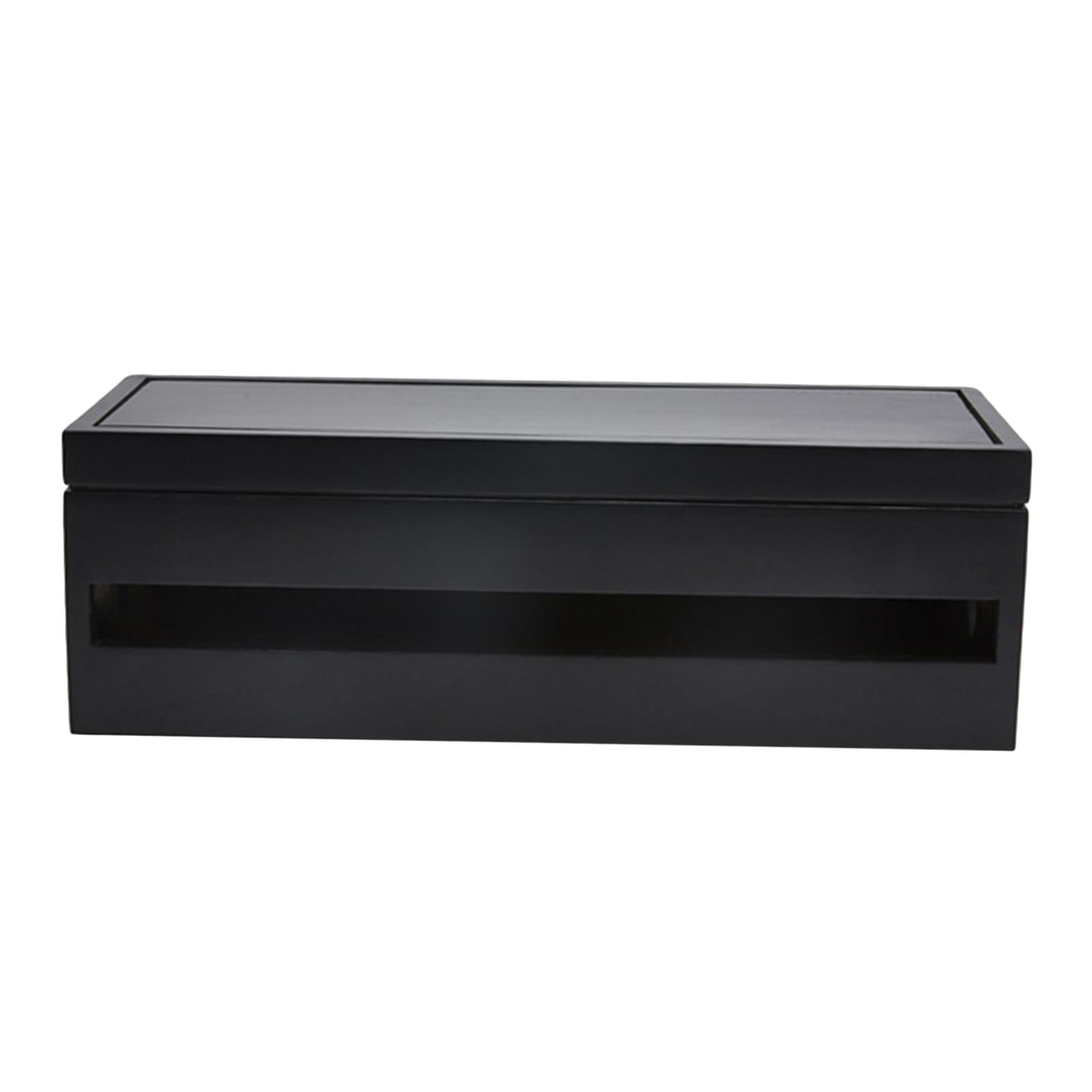 Fiocias Cable Management Box, 14.8x5.6x4.8 inch, Wooden Case, Cord Organizer for Desk TV Black