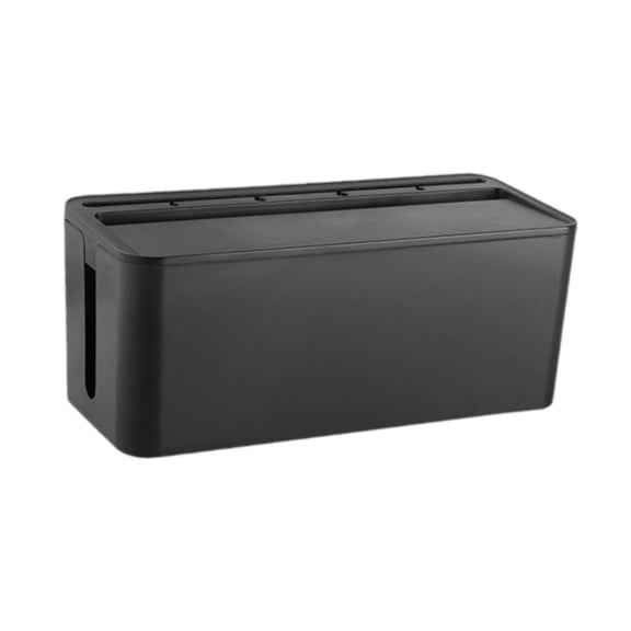 Fiocias Cable Management Box Cord Cover Box with Phone Holder Lid Versatile Space Saving Black