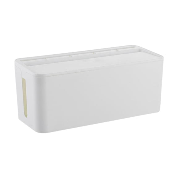 Fiocias Cable Management Box Cord Cover Box with Phone Holder Lid Versatile Space Saving White