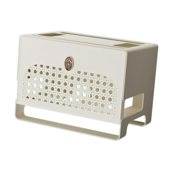 Fiocias Cable Management Box Cord Holder Portable Freestanding Multifunctional Dustproof White