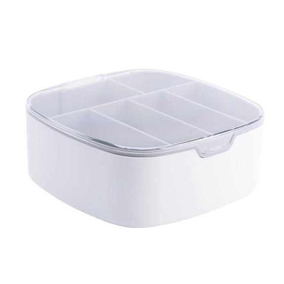 Fiocias Cable Organizer Box with 6 Compartments Container Dustproof Storage Case for White