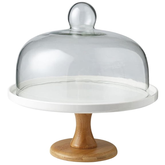 Fiocias Cake Stand Dome Lid Glass Cover Serving Tray Cheese for Breakfast Food 24.5cmx15cm