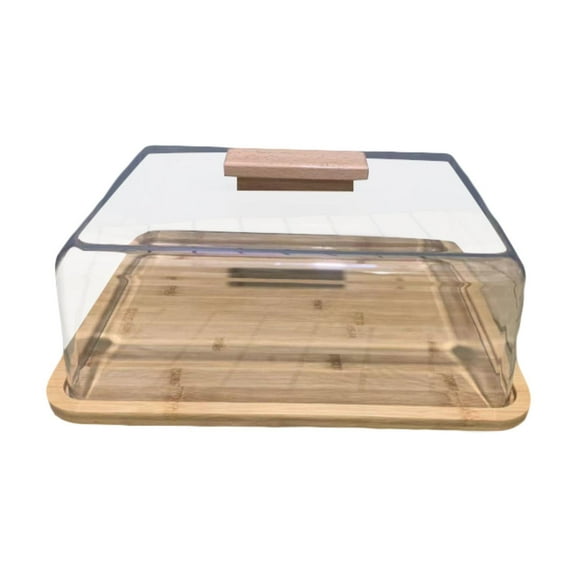 Fiocias Cake Stand with Lid Wood Pie Cheese Display Plate for Wedding Birthday Party