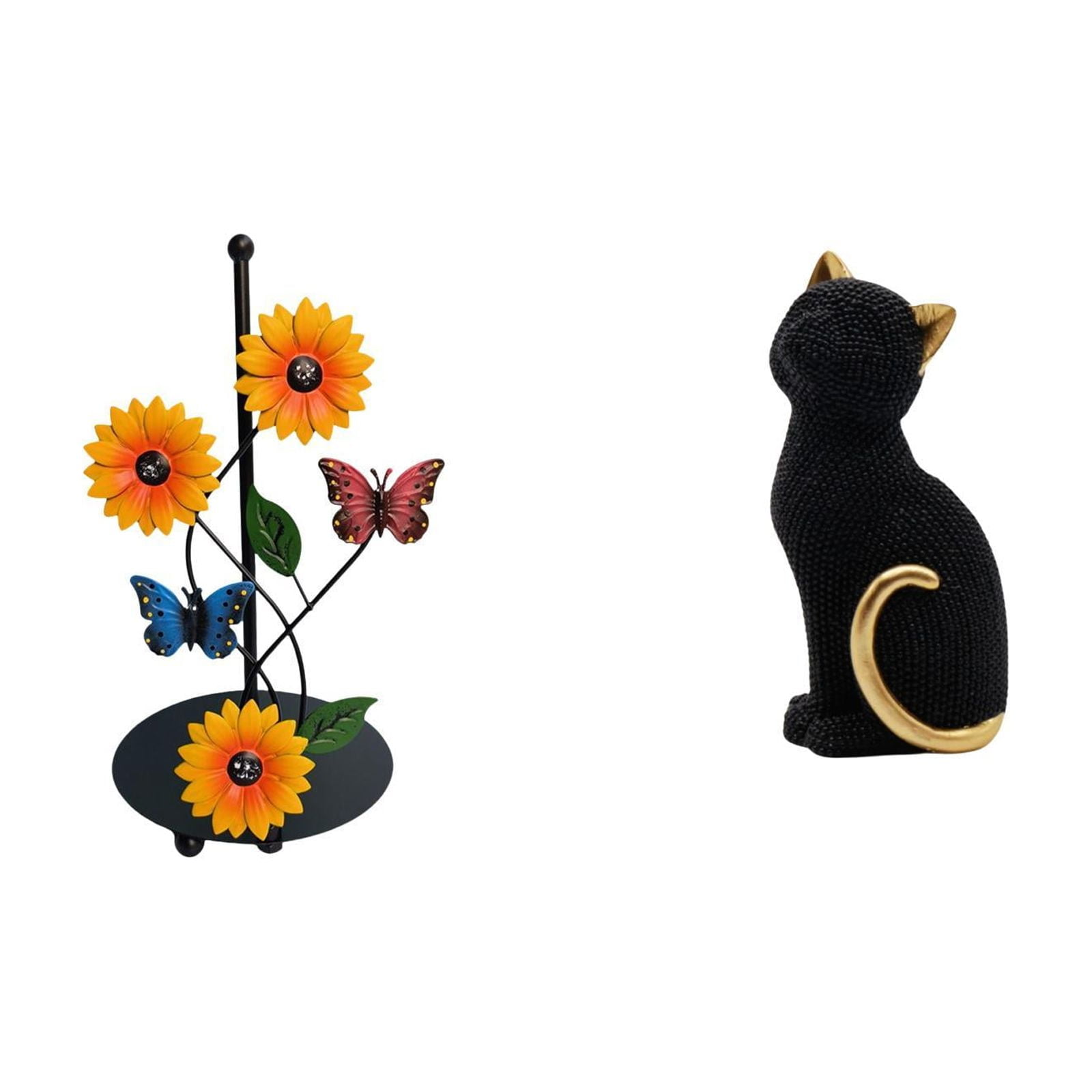 Fiocias Cat Paper Towel Holder Dispenser Decorative Figurine Resin Collectible Vertical Tissue Holder Rack Animal Sculpture for Home Entrance Bookshelf Living