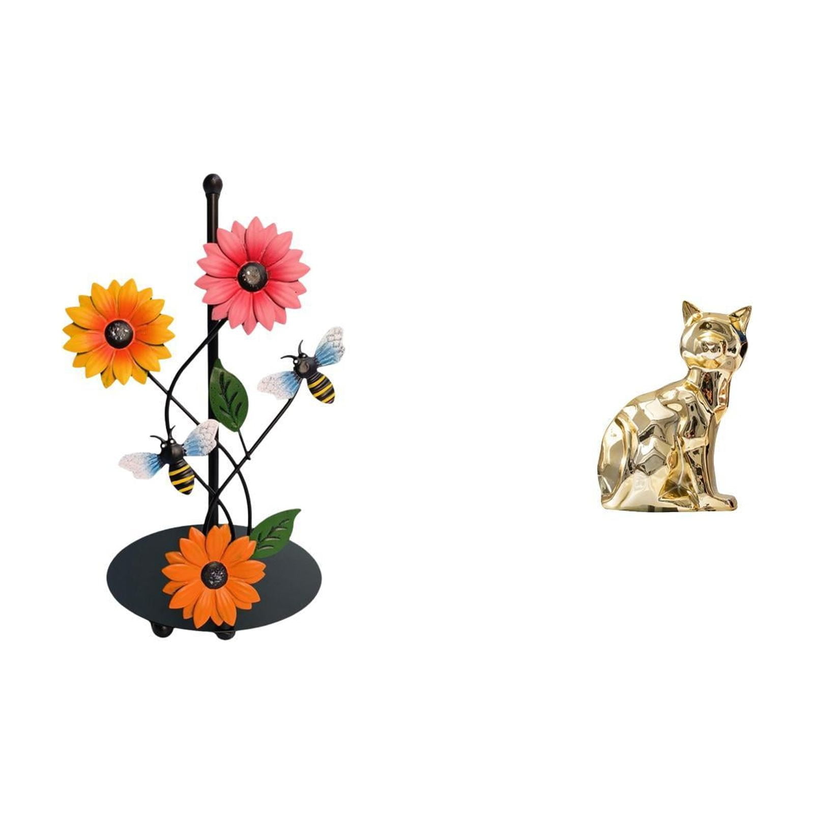 Fiocias Cat Paper Towel Holder Dispenser Non Slip Vertical Tissue Holder Rack Decorative Figurine Animal Sculpture Art Craft Ornament for Home Fireplace