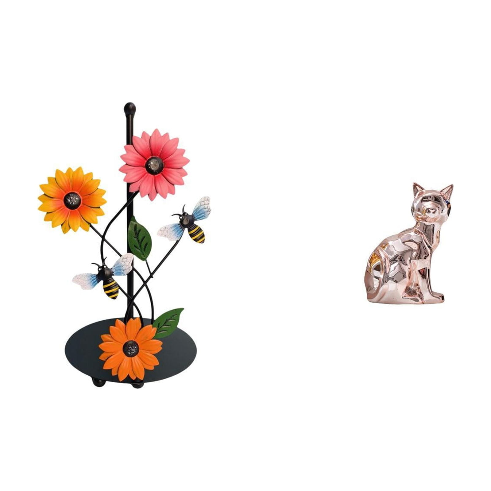 Fiocias Cat Paper Towel Holder Dispenser Non Slip Vertical Tissue Holder Rack Decorative Figurine Animal Sculpture Art Craft Ornament for Home Fireplace