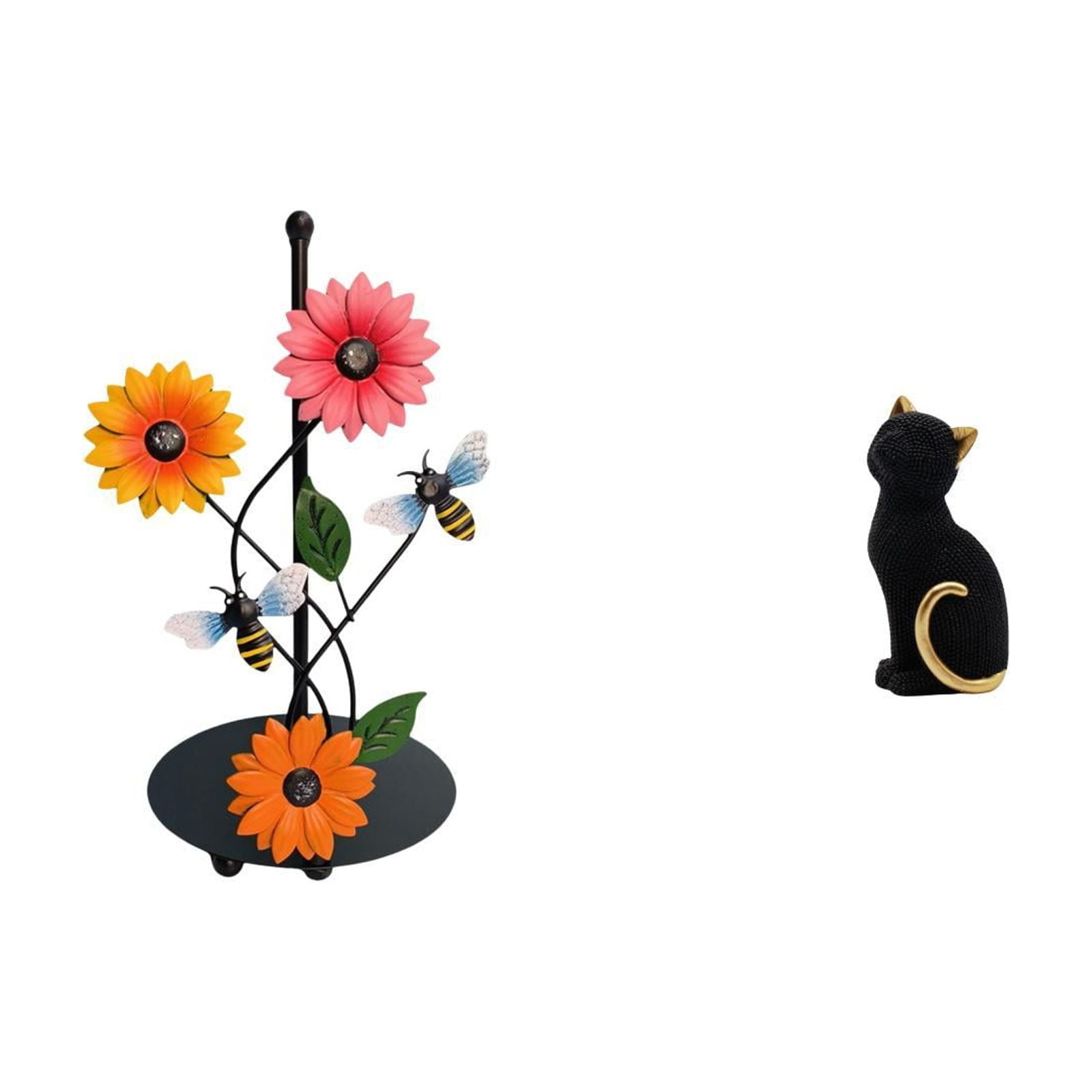 Fiocias Cat Paper Towel Holder Dispenser Non Slip Vertical Tissue Holder Rack Decorative Figurine Resin Collectible Desktop Ornament Animal Sculpture for Entr