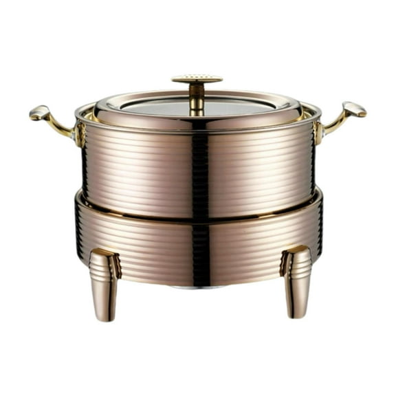 Fiocias Catering Buffet Servers and Heaters Portable Stew Pot Sturdy Induction Pot Round Gold