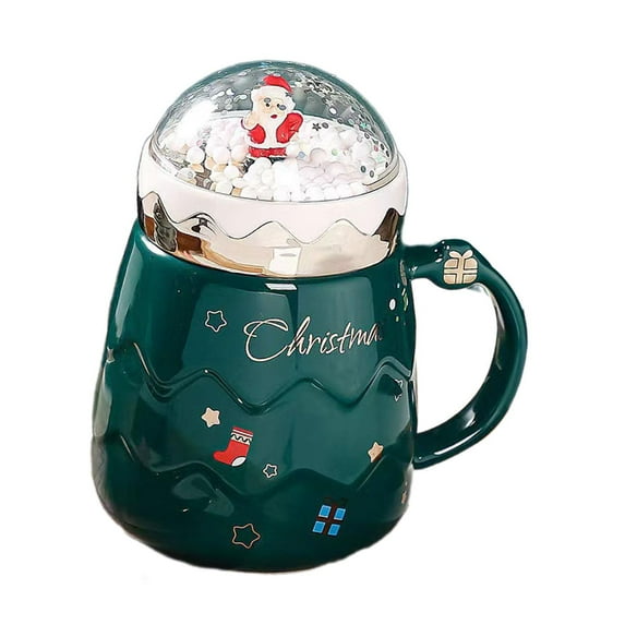 Fiocias Ceramic Christmas Mug Christmas Coffee Mug Birthday Coffee Cup Cute Xmas Mug for Green