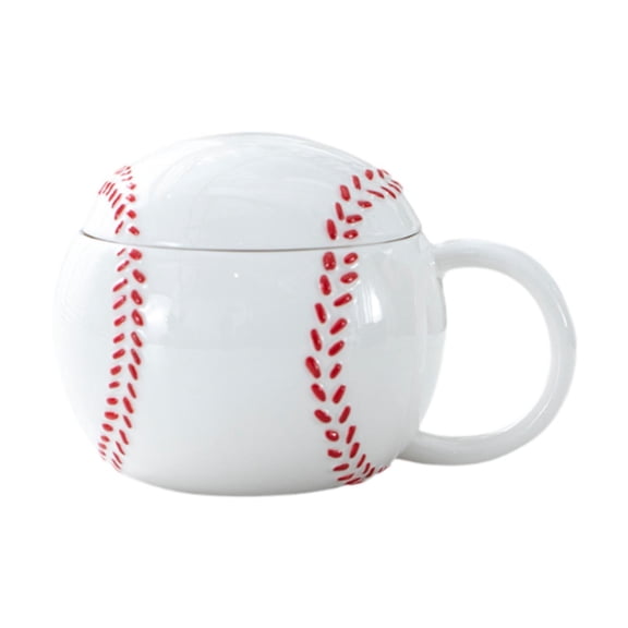 Fiocias Ceramic Coffee Mug Baseball Mug Drinking Mug Novelty Hand-painted Gifts with Lid
