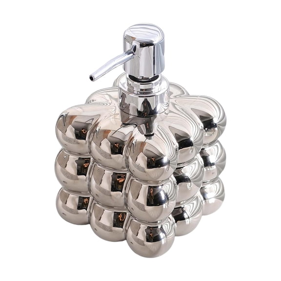 Fiocias Ceramic Liquid Soap Dispenser, Lotion Dispensing Bottle Ceramics Bathroom Liquid Argent