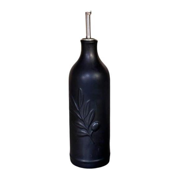 Fiocias Ceramic Olive Oil Dispenser Bottle Storage Container Easily Clean and Refill for Automatic Black