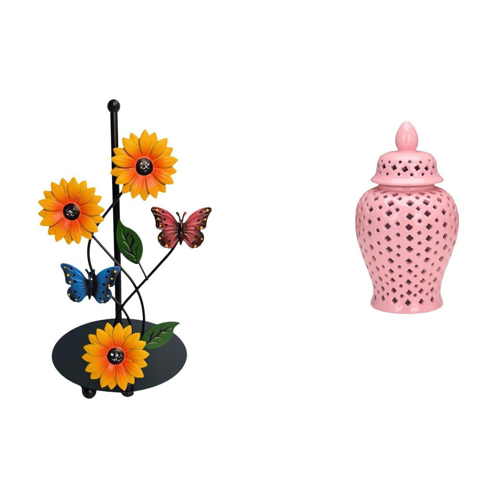 Fiocias Ceramic Paper Towel Holder Vase Non Slip Vertical Tissue Rack Porcelain Decorative Jar Storage Lid Floral Arrangement Ornament Flower Display