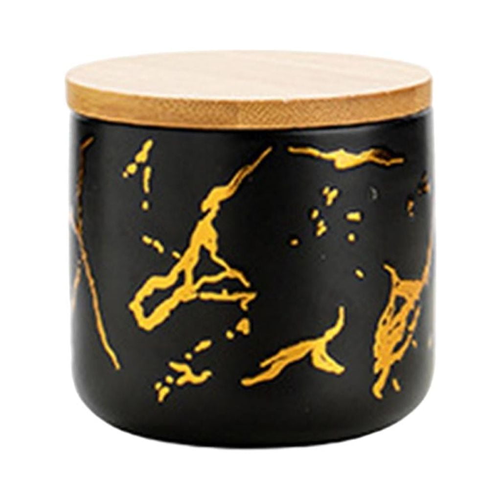 Fiocias Ceramic Sugar Bowl Canister Jars Condiment Airtight Lids Food Storage Containers Black S