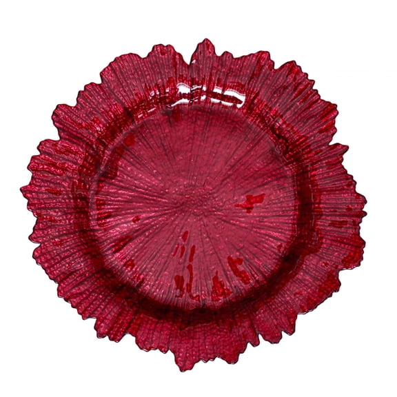 Fiocias Charger Plate 13" Glass Fruit Plate Service Plate Irregular Western Food Plate Red