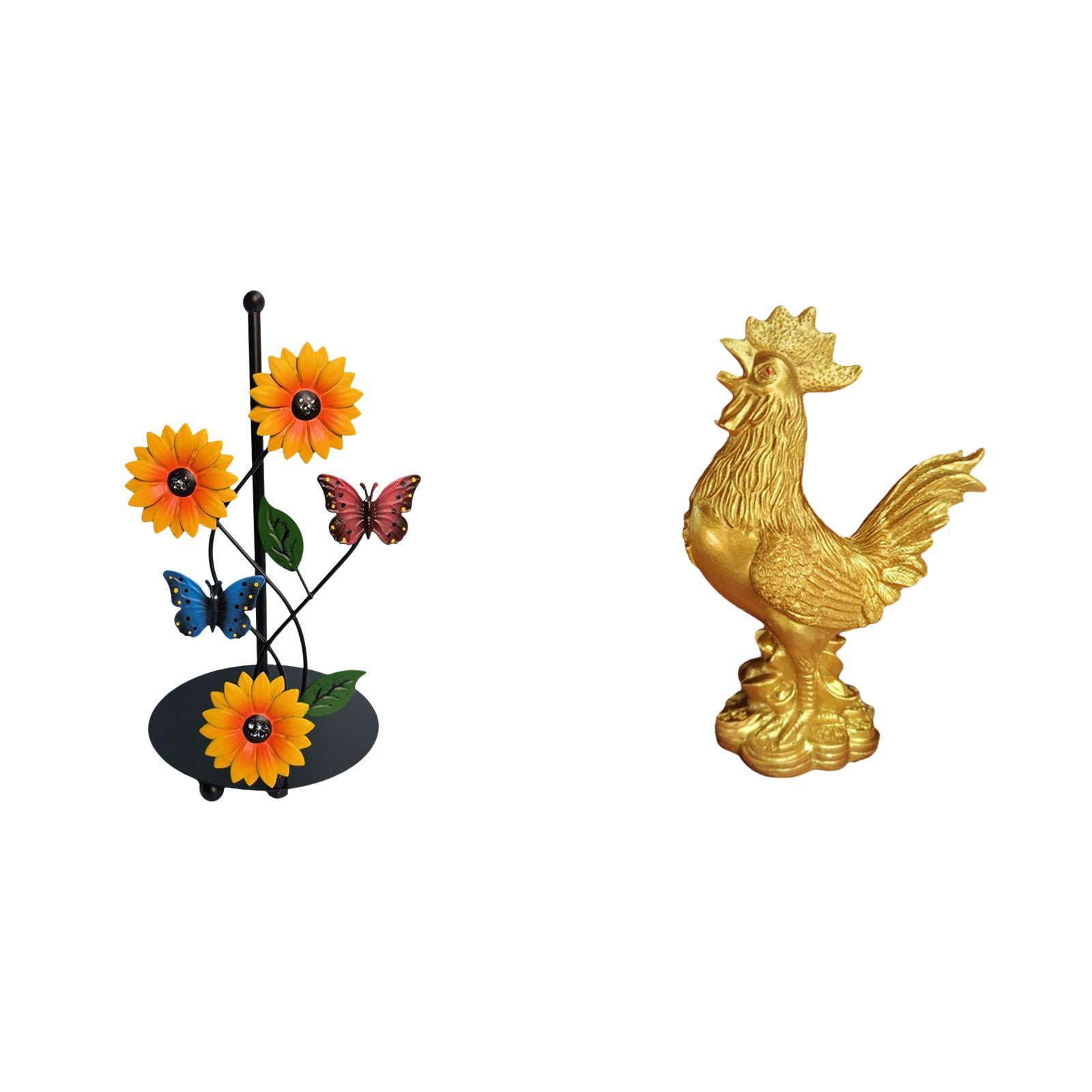 Fiocias Chicken Paper Towel Holder Dispenser Non Slip Vertical Tissue Holder Rack Feng Shui Decor Home Decorations Statue Cock Sculpture for Birthday