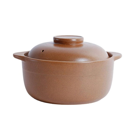 Fiocias Clay Cooking Pot Binaural Handle Handmade Porridge, Soup Clay Pot Terracotta Pan 1.6L