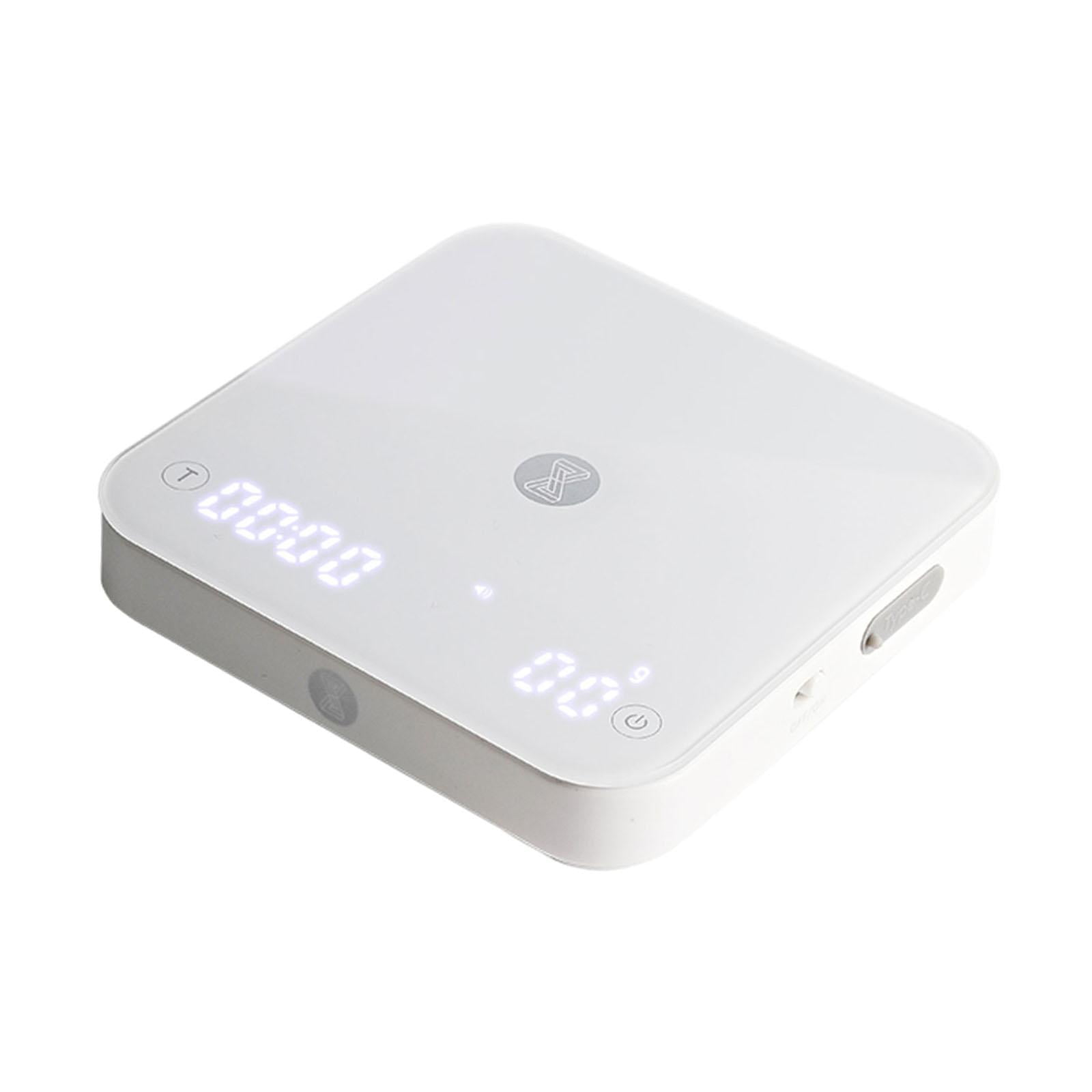 Fiocias Coffee Digital Scale with Timer Precision Professional Rechargeable Kitchen Food White