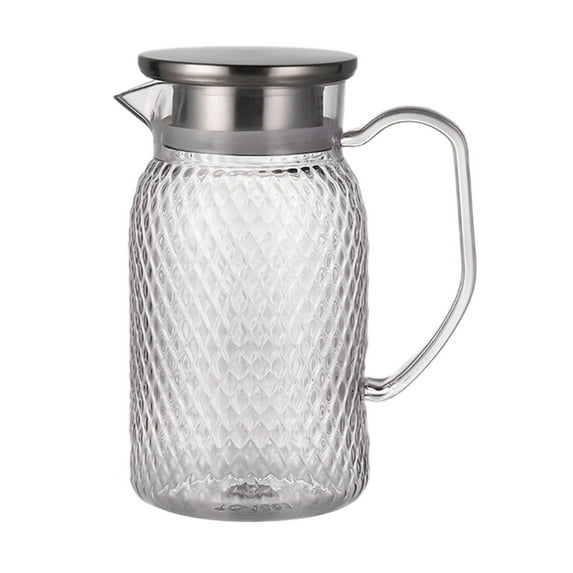 Fiocias Cold Pitcher Juice Water Pitcher Transparent Drinks Water Jug Water Pitcher Milk steel lid argent