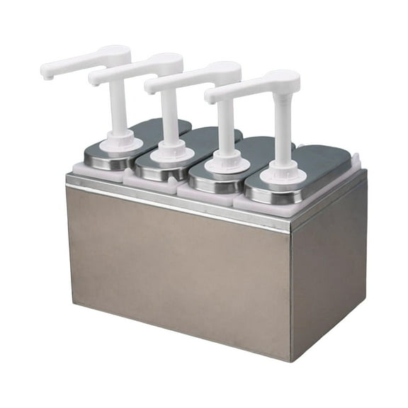 Fiocias Condiment Pump Dispenser 1.4L Detachable Hand Press Syrups Salad Dispensing Tool Four head