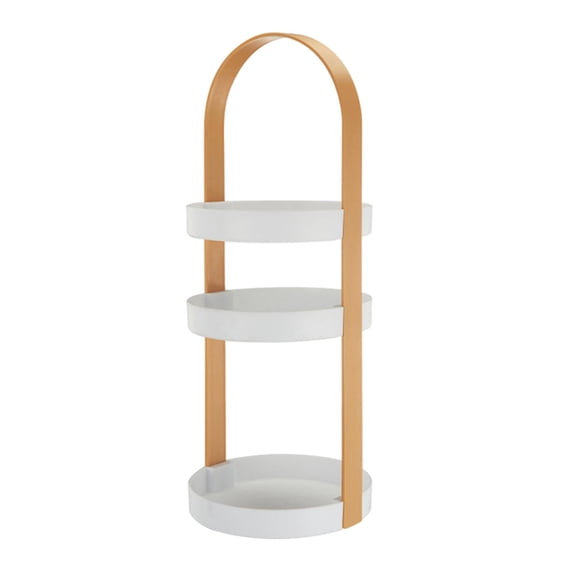 Fiocias Corner Shelf, Standing Shelf, Desk, Cosmetic Stand, 3-Layer Buffet Serving Tray, Yellow