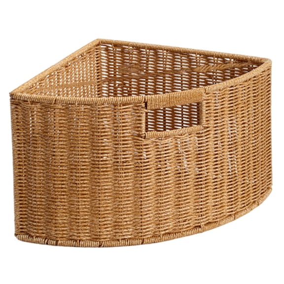 Fiocias Corner Storage Basket Gifts Home Use Multifunctional Sturdy Triangle Storage Box Middle Handle