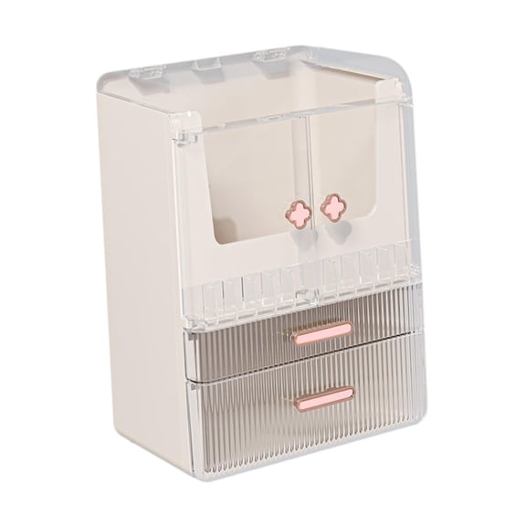 Fiocias Cosmetic Display Case Skincare Organizers Box Double Doors Three-layer Practical Style B