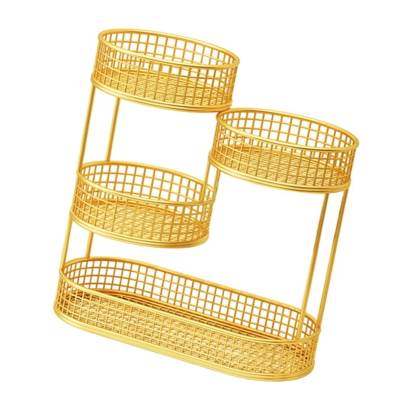 Fiocias Countertop Fruit Basket Metal Wire Storage Basket Table Centerpiece Stand Large Gold