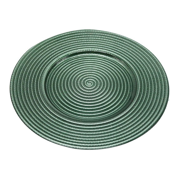 Fiocias Creative Glass Dinner Plates Round Serving Platter Stripes Patterns Dinner Plate Green