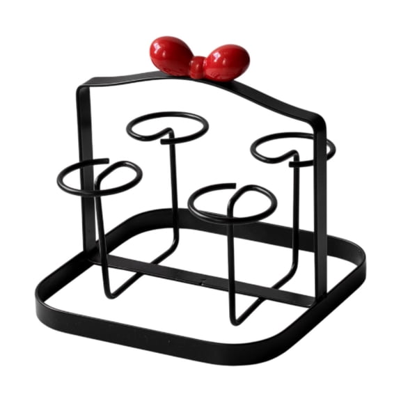 Fiocias Cup Drying Rack Mugs Cups Organizer 4 Hook Organizer Table Saving Space Non Slip Black Red