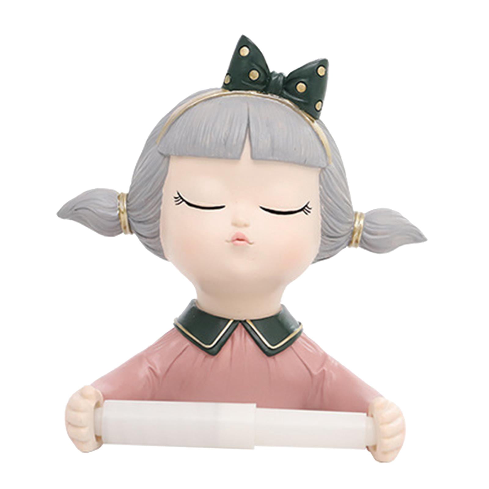 Fiocias Cute Girl Toilet Paper Roll Holder, Resin Toilet Paper Holder Wall Mount, Tissue Style 3