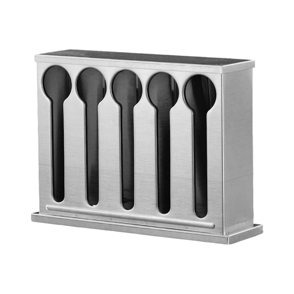 Fiocias Cutlery Organizer Spoon Storage Box Stainless Steel Utensil Holder Utensil Stand 5 Compartment
