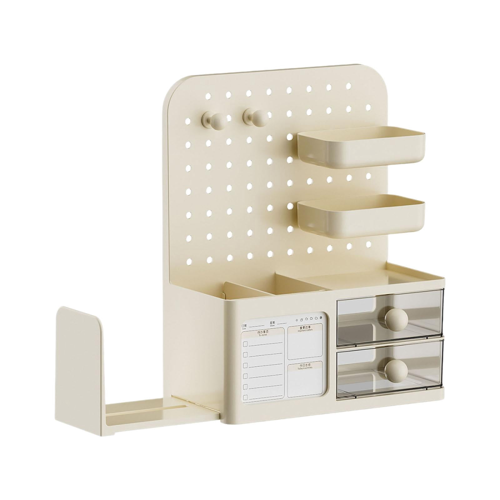 Fiocias Desk Organizer with Drawer Desk Organiser Accessories Supplies Creative Pegboard Yellow