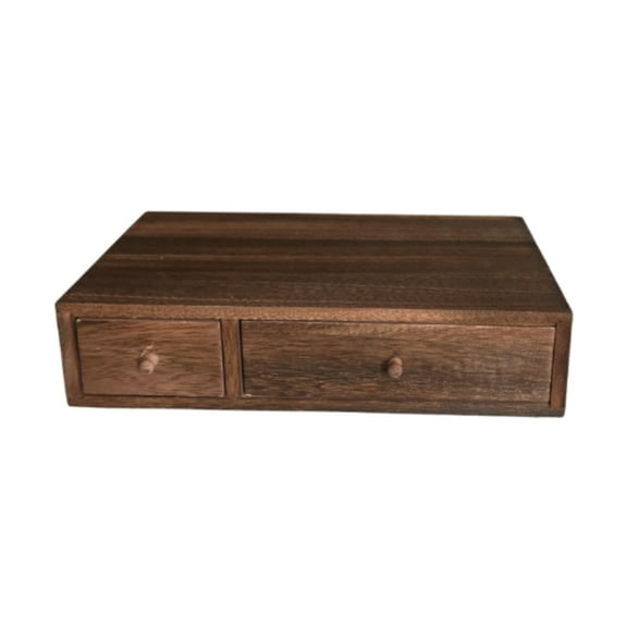 Fiocias Desk Storage Organizer Jewelry Holder Makeup Organizer Wood Tabletop Cabinet for 2 drawer