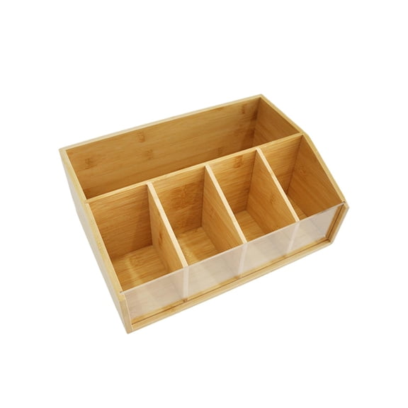 Fiocias Desktop Compartment Basket Remote Control Storage Box Bamboo Decoration Portable 5 Grids
