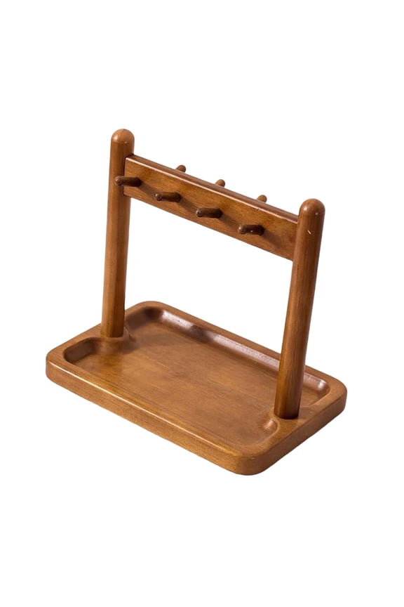 Desktop Key Holder Jewelry Organizer Stand Jewelry Dish Wood Key Rack with Hooks Coffee