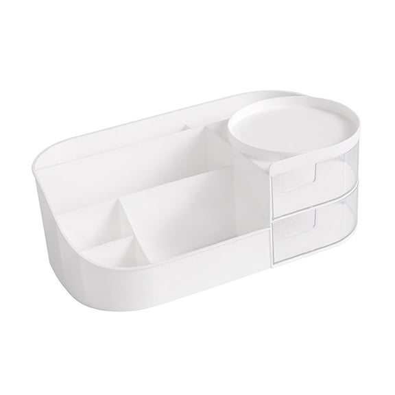 Fiocias Desktop Storage Box with Drawers Transparent Waterproof Multi Layer Storage Case 33.5cmx19cmx12cm
