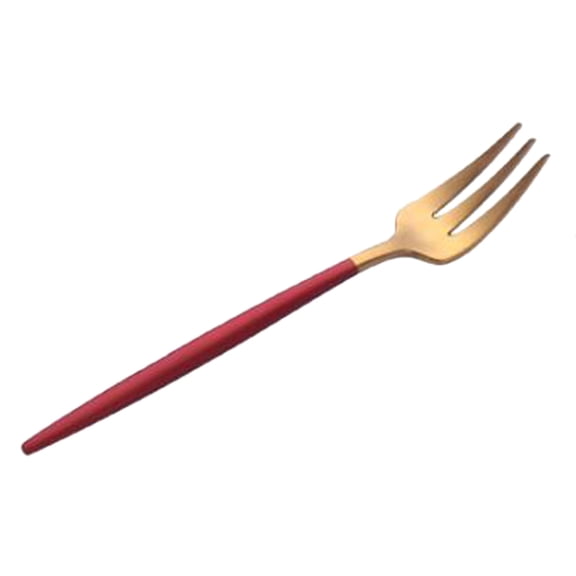 Fiocias Dessert Fork, 13.3cm / 5.24 inch Heavy-duty Stainless Steel Appetizer / Cake / Red + Golden