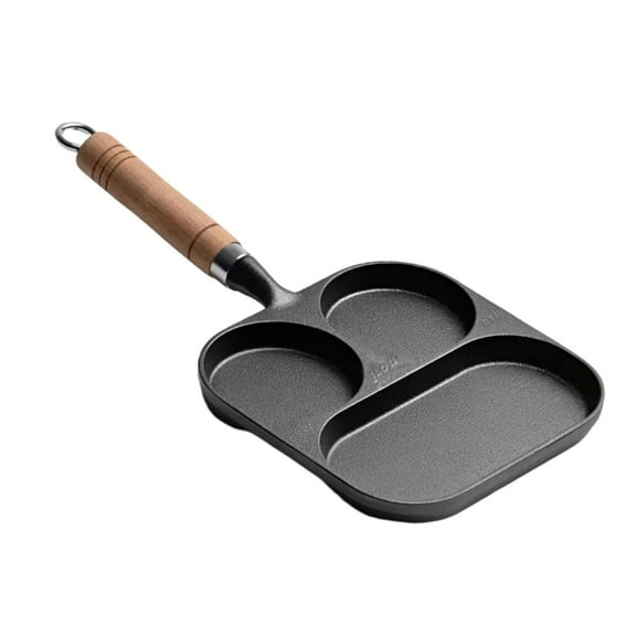 Fiocias Divided Frying Pan Lightweight Cooker Iron Suitable for Gas and Induction Cooker 3 Hole