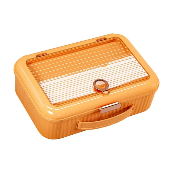Fiocias Document Organizer Storage Box Multi Functional Portable Large Capacity Document Orange