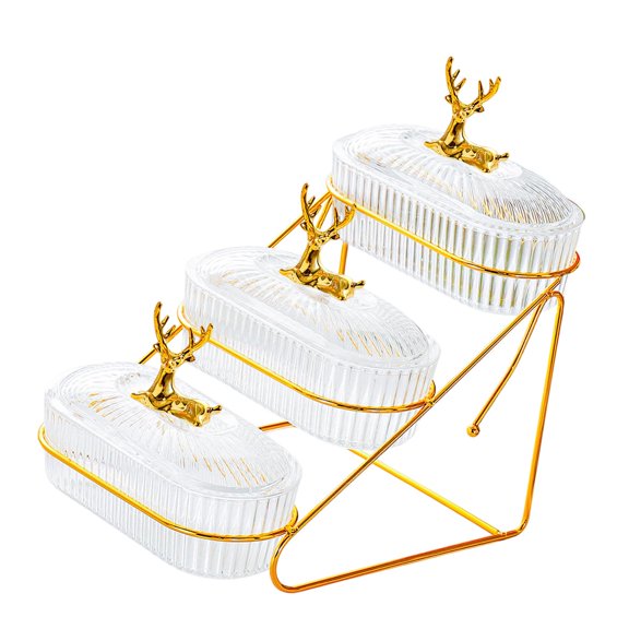 Fiocias Dried Fruit Dish Snack Dishes Animal Figure Lid Organizer Storage Container Food 3 layer