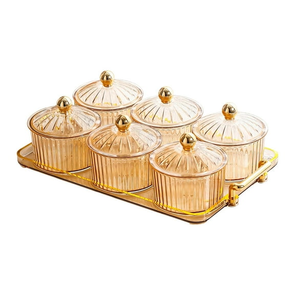Fiocias Dried Fruit Plate, Appetizer Serving Tray, Candy, Nuts, Dish with Lid, Condiment 6 Round Discs