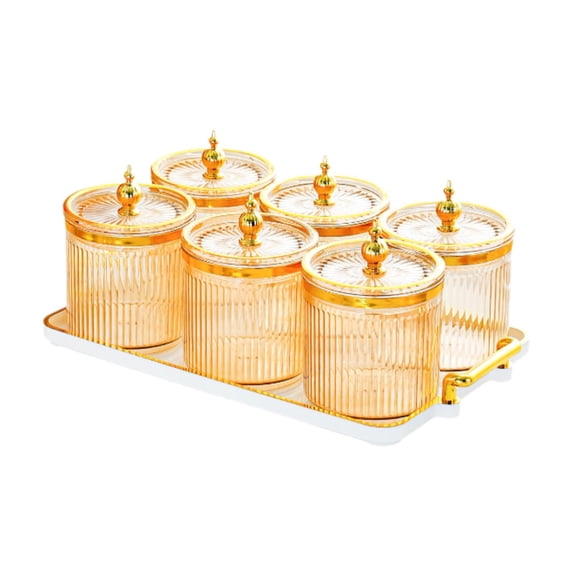 Fiocias Dried Fruit Plate Food Storage Box Containers 6 Dishes Nuts Tray Appetizer Plate amber