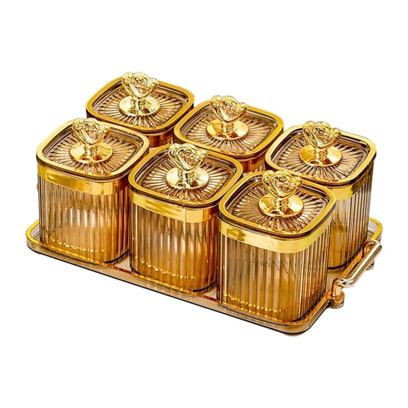 Fiocias Dried Fruit Plate, Serving Plates with Lid, Divided Condiment Storage Container, Amber