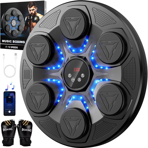 Music Boxing Machine For Adults Kids,Interactive Music Punching Machine with Gloves 12 Modes Upgrade
