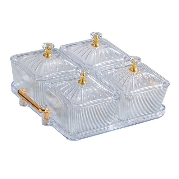 Fiocias Dried Fruit Plate with Lid Multipurpose Food Storage Container Divided Serving Clear