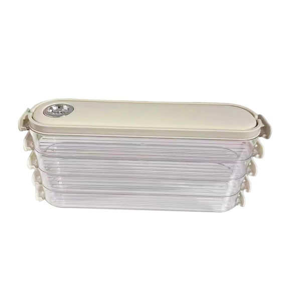 Fiocias Dumpling Box with Lid 4 Layer for Snack Sushi Vegetables Meat Fish Stackable for cream white