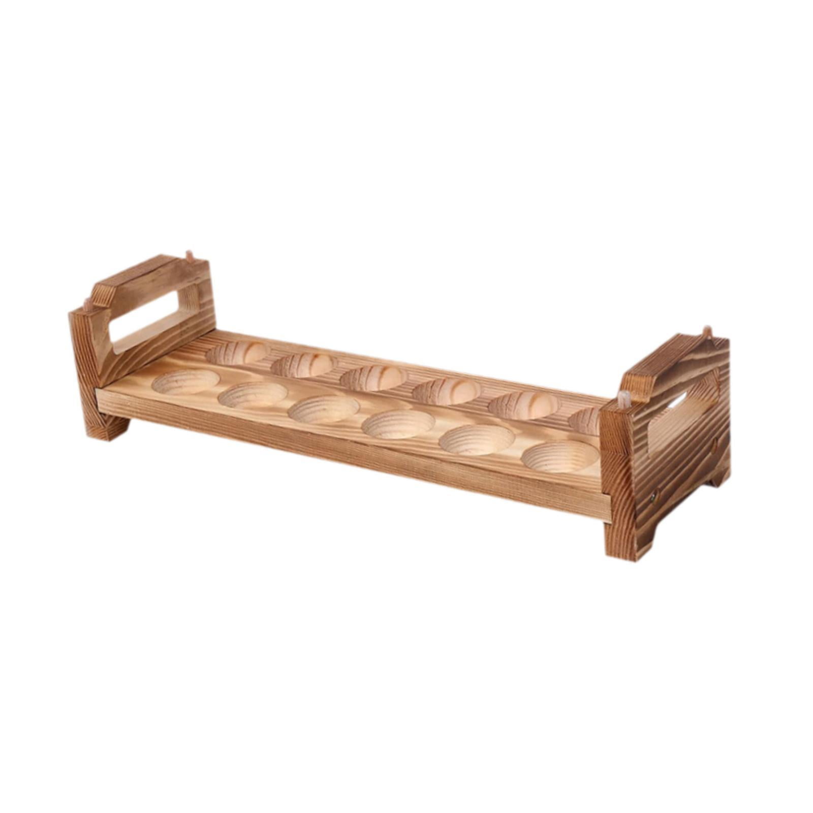Fiocias Egg Container Rack Fresh Egg Storage Stackable Rustic Wooden Egg Holder Egg Tray