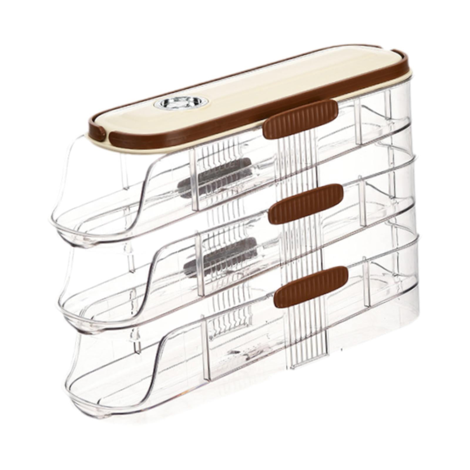 Fiocias Egg Holder for Fridge Rolling Eggs Dispenser Large Capacity Egg Rack Storage Box 3 Tier