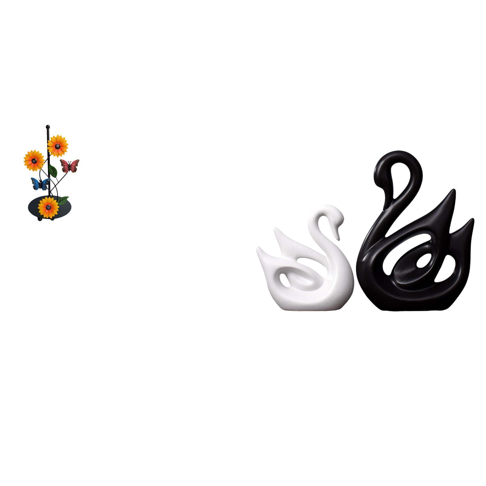 Fiocias Elegant Porcelain Swan Tissue Holder Rack Non Slip Vertical Paper Towel Dispenser Sculpture Desktop Decoration for Home Office Collectible A